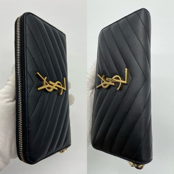 ❌SOLD❌Authentic Yves Saint Laurent zip around wallet in grain embossed calfskin - Picture 15 of 15